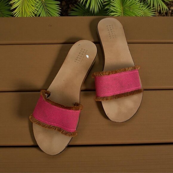 BARNEYS NEW YORK Red Fringe Slide sandals Size 41 / 11 - Picture 1 of 6